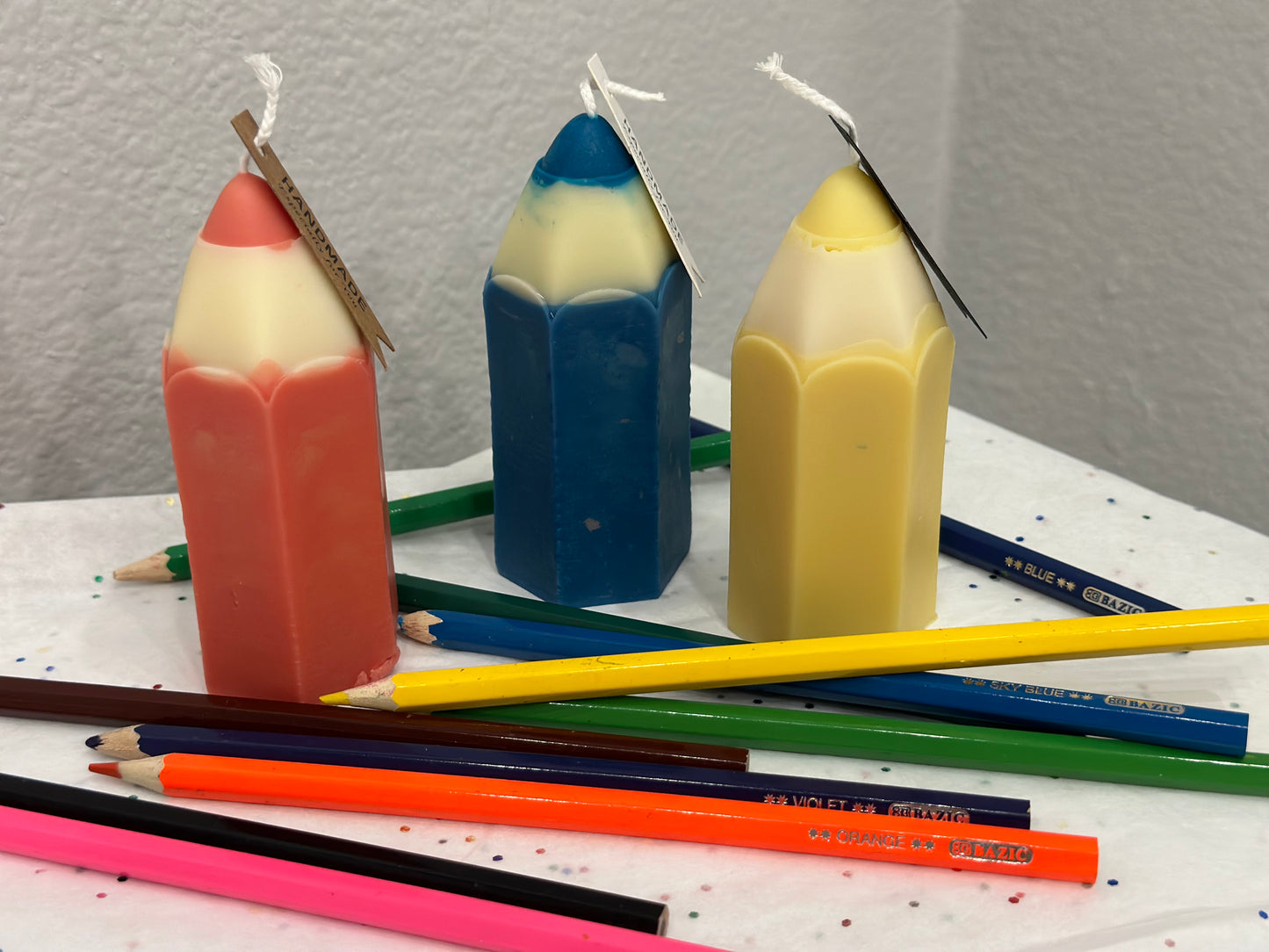 3 Colored Pencil Candles