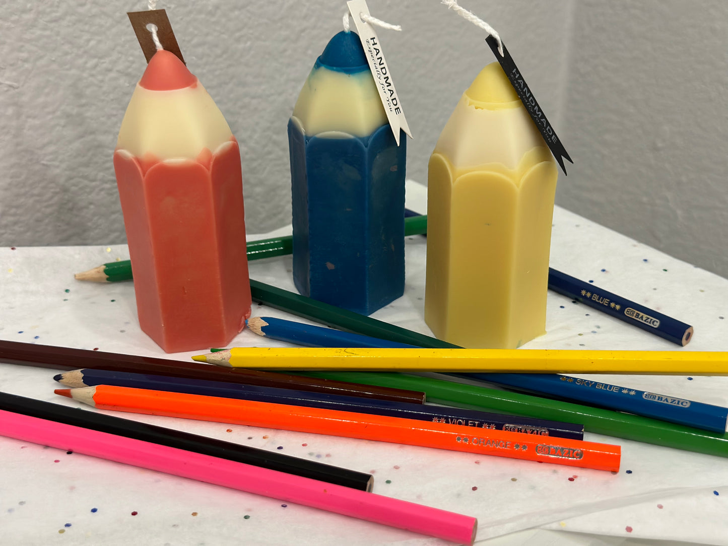 3 Colored Pencil Candles