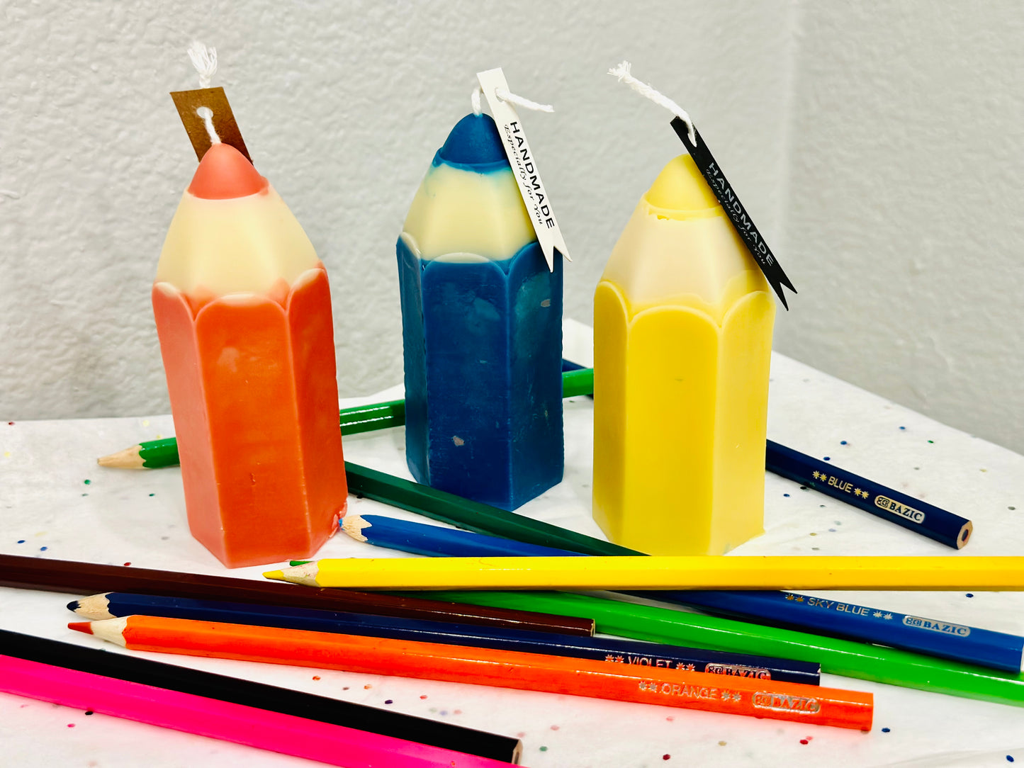 3 Colored Pencil Candles