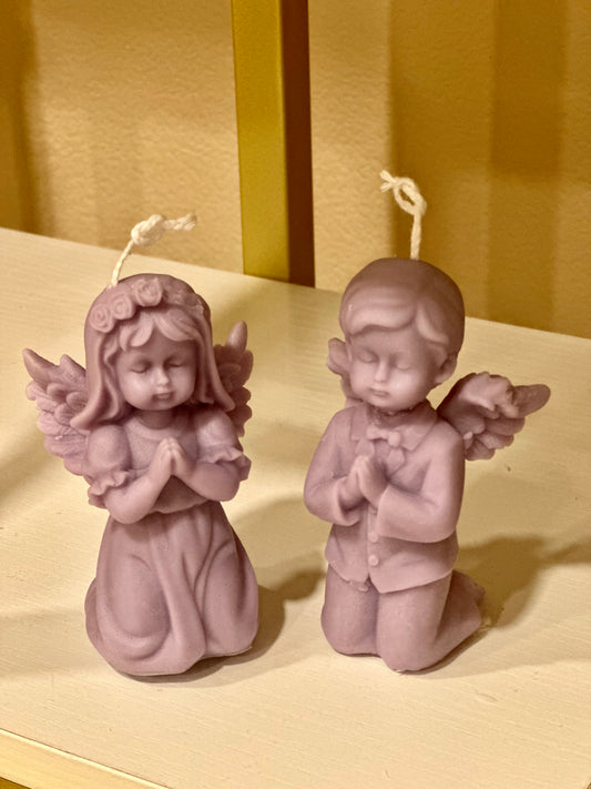 Girl and Boy Praying Angel Candles