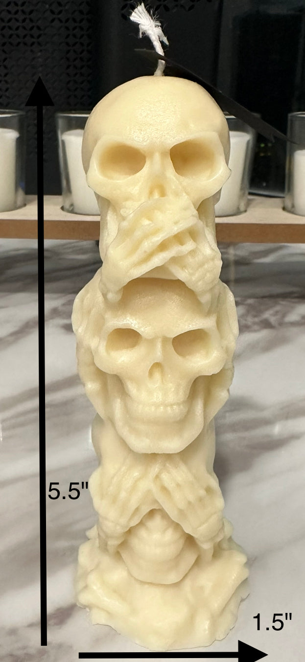 Halloween Skull (Flower, 3 horror, basket and faced covered) Candles (4 Candles)