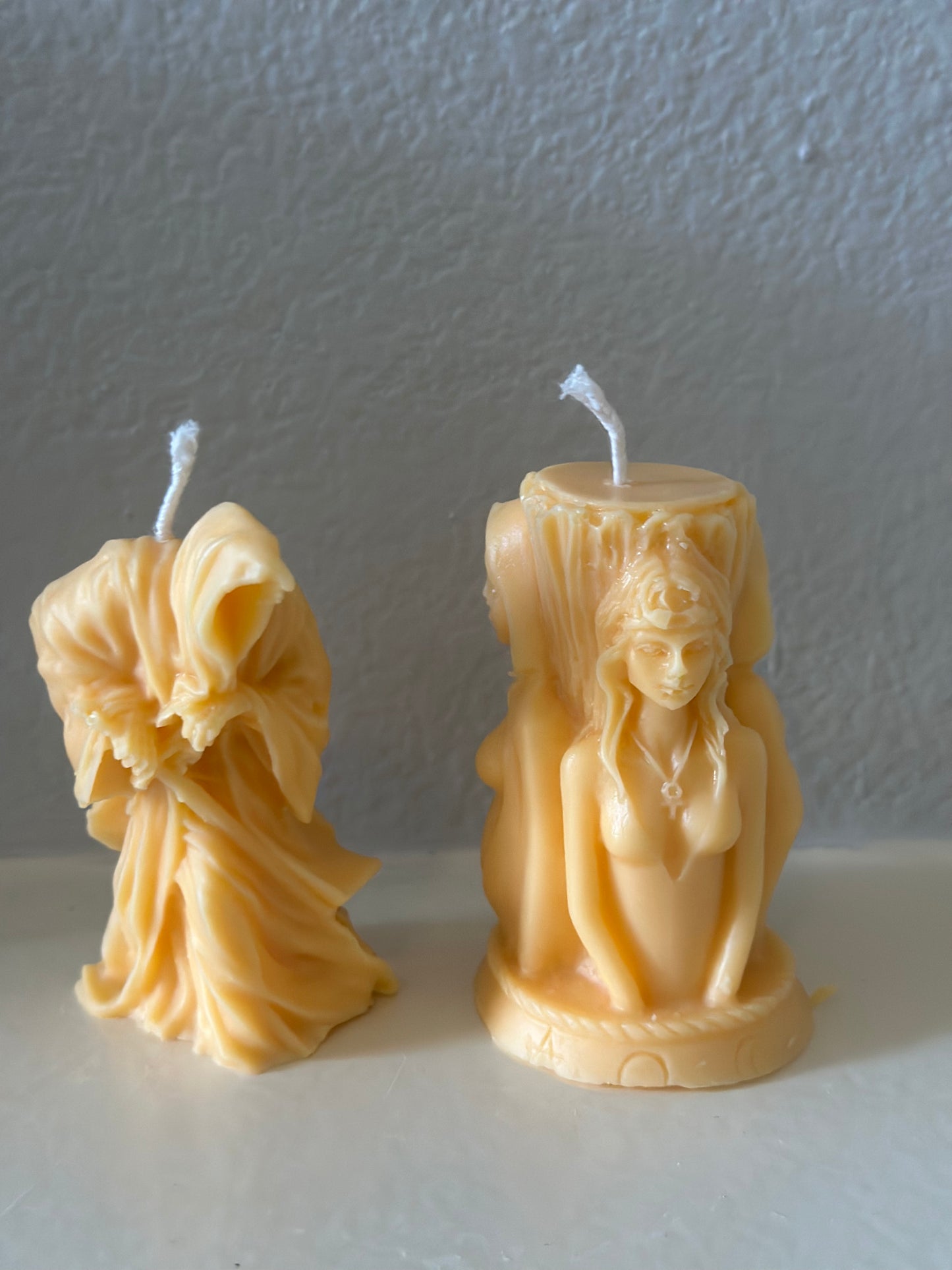 Halloween Three Sided Goddess and Samurai Candles