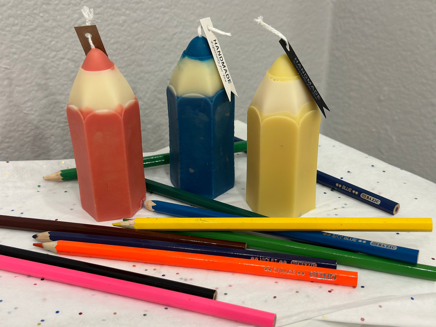 3 Colored Pencil Candles